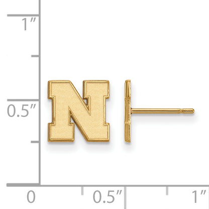 Gold Plated Sterling Silver Logoart University Of Nebraska Letter N Extra Small Post Earrings