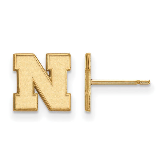 10K Yellow Gold Logoart University Of Nebraska Letter N Extra Small Post Earrings