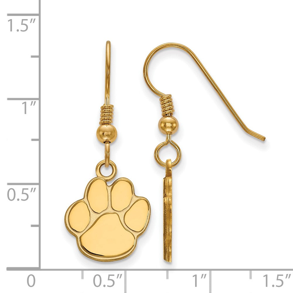 Gold Plated Sterling Silver Logoart Auburn University Tiger Paw Small Dangle Wire Earrings