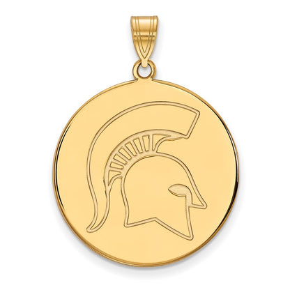 10K Yellow Gold Logoart Michigan State University Spartan Extra Large Disc Pendant