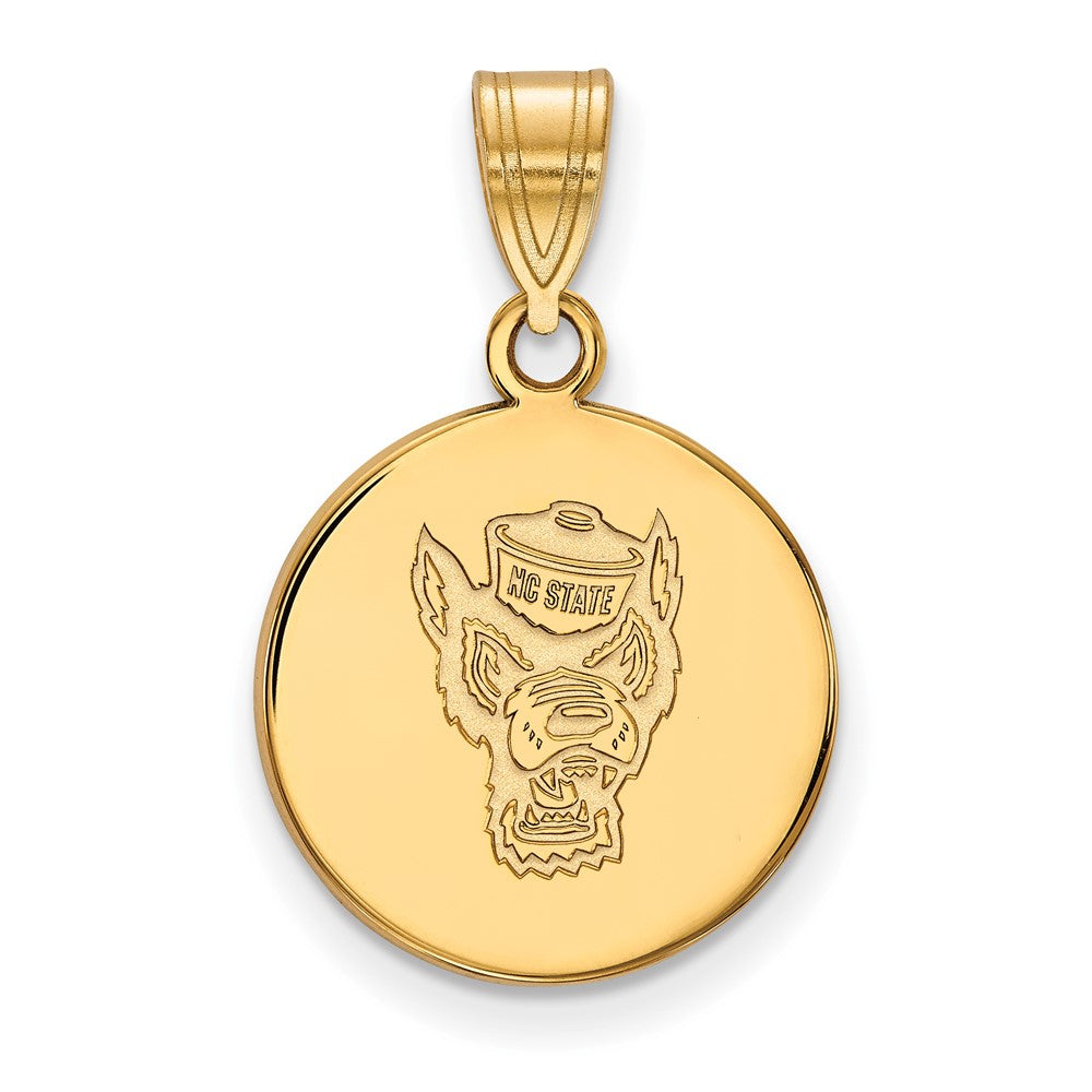 Gold Plated Sterling Silver Logoart North Carolina State University Wolf Medium Disc Pendant