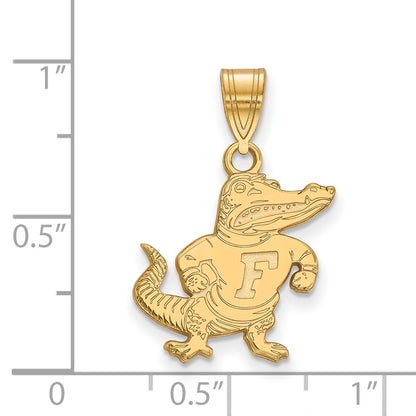 Gold Plated Sterling Silver Logoart University Of Florida Gator Medium Pendant