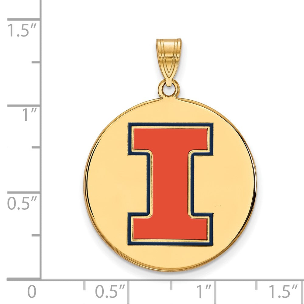 Gold Plated Sterling Silver Logoart University Of Illinois Letter I Extra Large Enameled Pendant