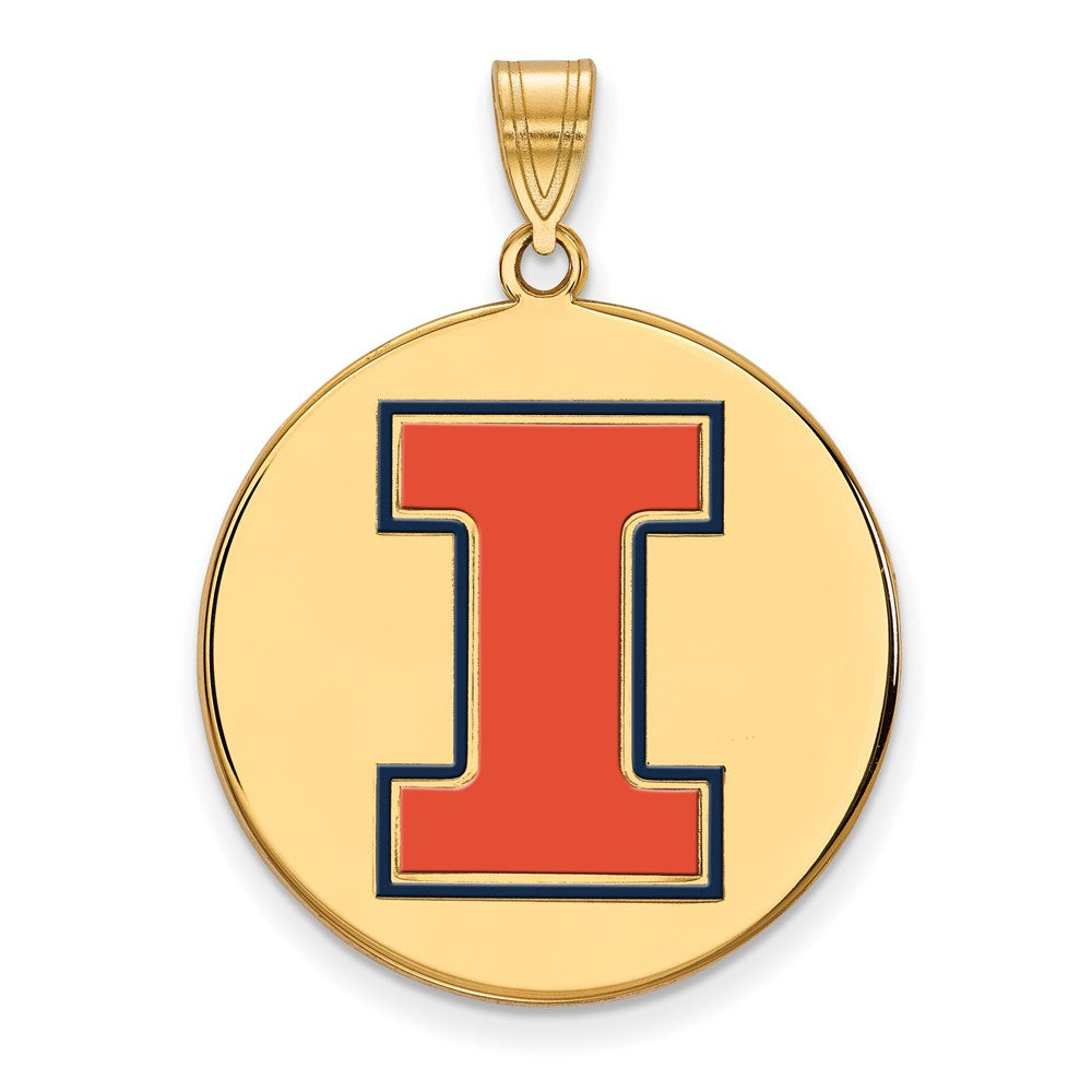 Gold Plated Sterling Silver Logoart University Of Illinois Letter I Extra Large Enameled Pendant