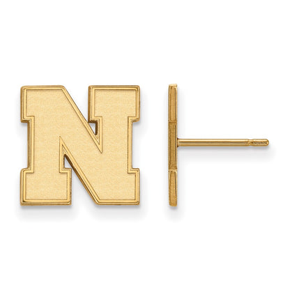 10K Yellow Gold Logoart University Of Nebraska Letter N Small Post Earrings