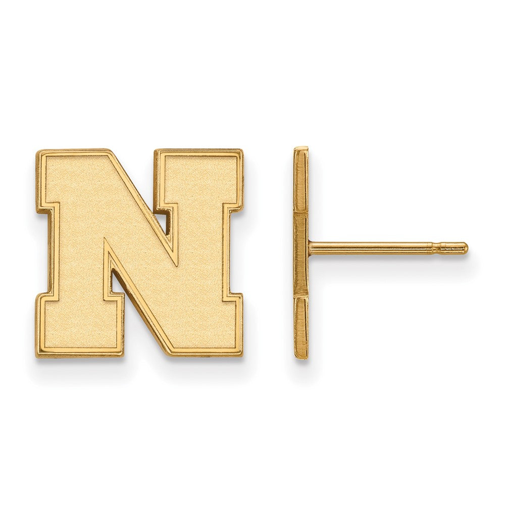 Gold Plated Sterling Silver Logoart University Of Nebraska Letter N Small Post Earrings