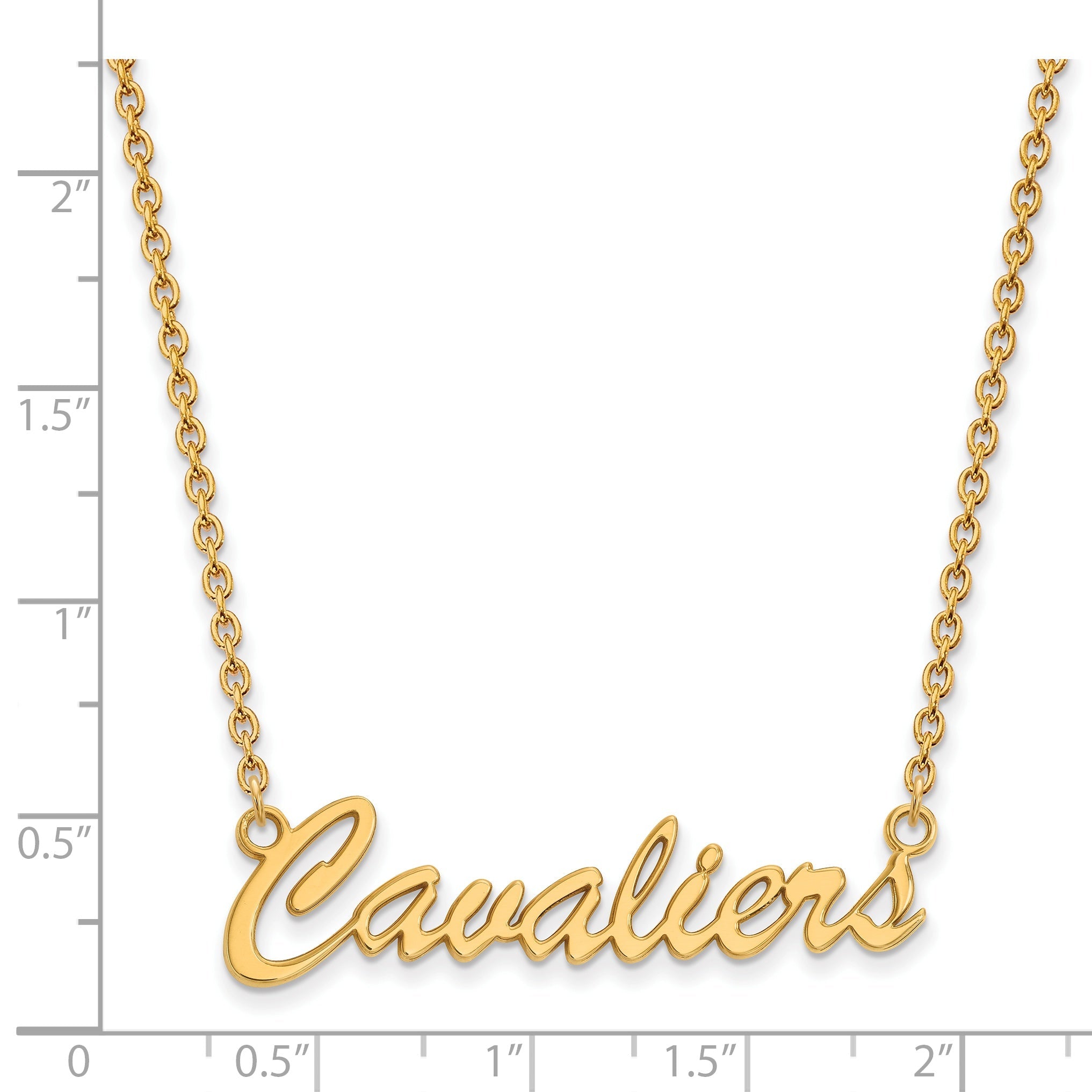 Gold Plated Sterling Silver Logoart University Of Virginia Cavaliers Script Medium Pendant 18 Inch Necklace