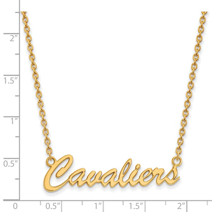 Gold Plated Sterling Silver Logoart University Of Virginia Cavaliers Script Medium Pendant 18 Inch Necklace