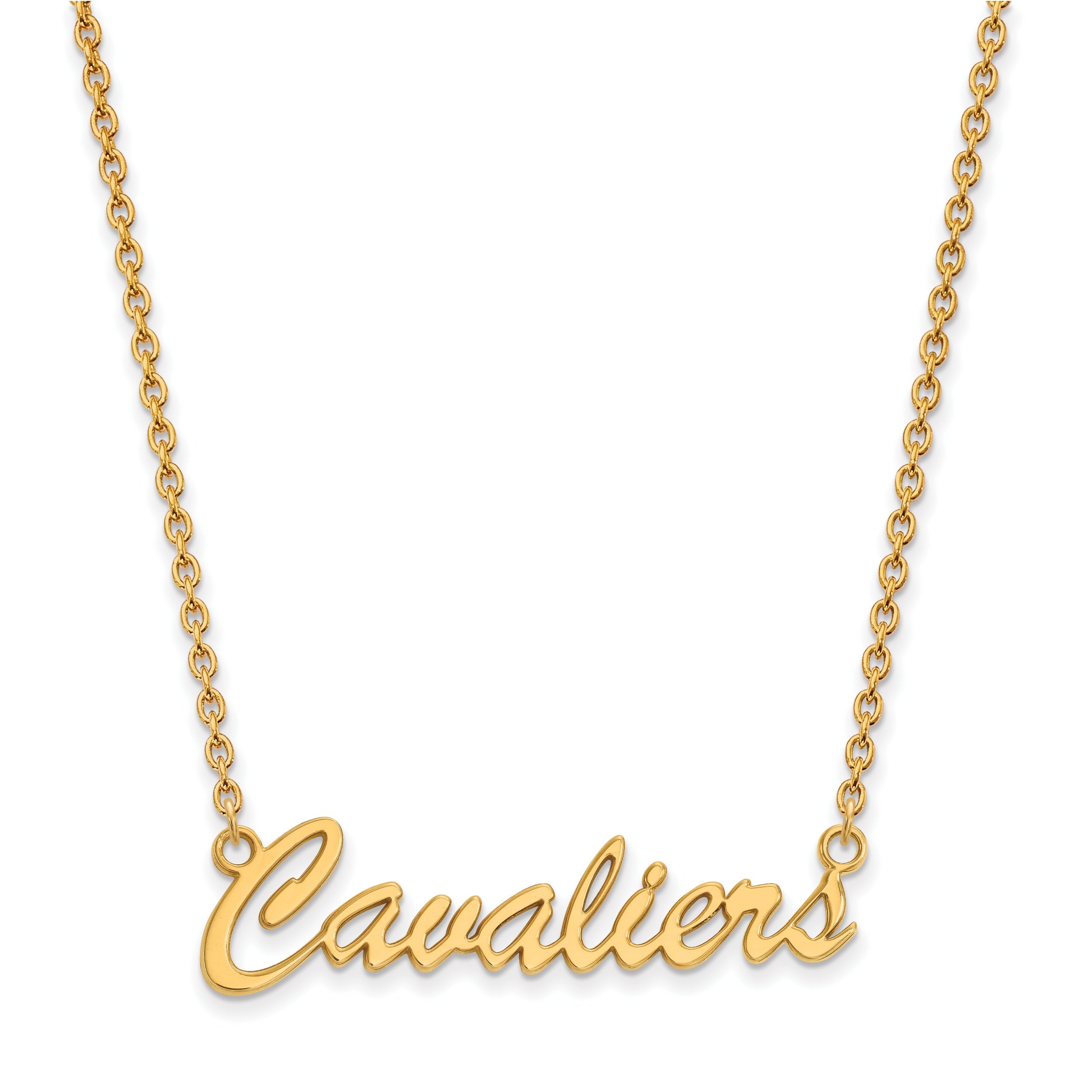 Gold Plated Sterling Silver Logoart University Of Virginia Cavaliers Script Medium Pendant 18 Inch Necklace