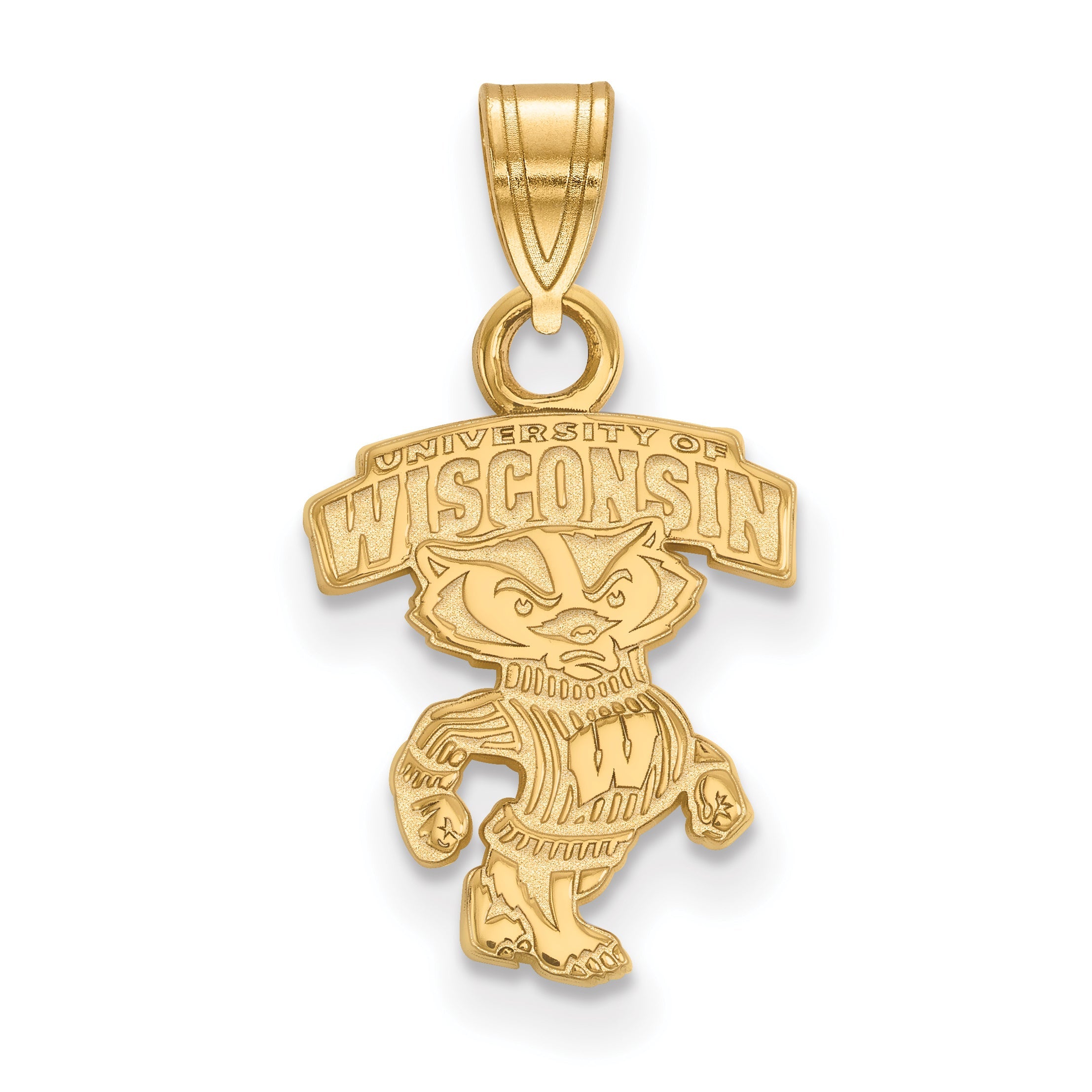 Gold Plated Sterling Silver Logoart University Of Wisconsin Small Pendant