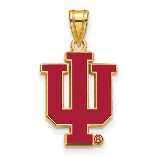 Gold Plated Sterling Silver Logoart Indiana University I U Large Enameled Pendant