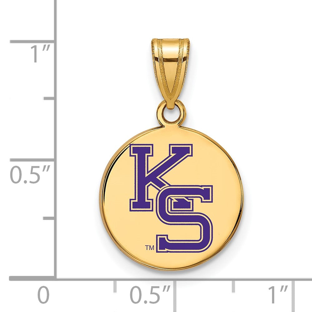 Gold Plated Sterling Silver Logoart Kansas State University K S Med Enameled Disc Pendant