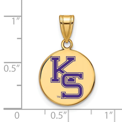 Gold Plated Sterling Silver Logoart Kansas State University K S Med Enameled Disc Pendant