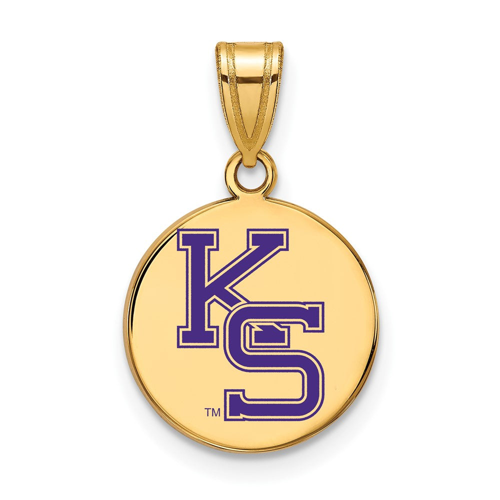 Gold Plated Sterling Silver Logoart Kansas State University K S Med Enameled Disc Pendant