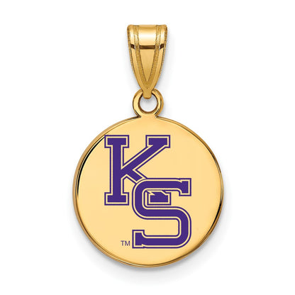 Gold Plated Sterling Silver Logoart Kansas State University K S Med Enameled Disc Pendant