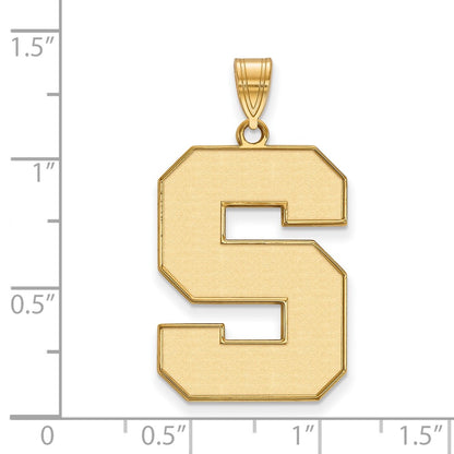 Gold Plated Sterling Silver Logoart Michigan State University Letter S Extra Large Enameled Pendant