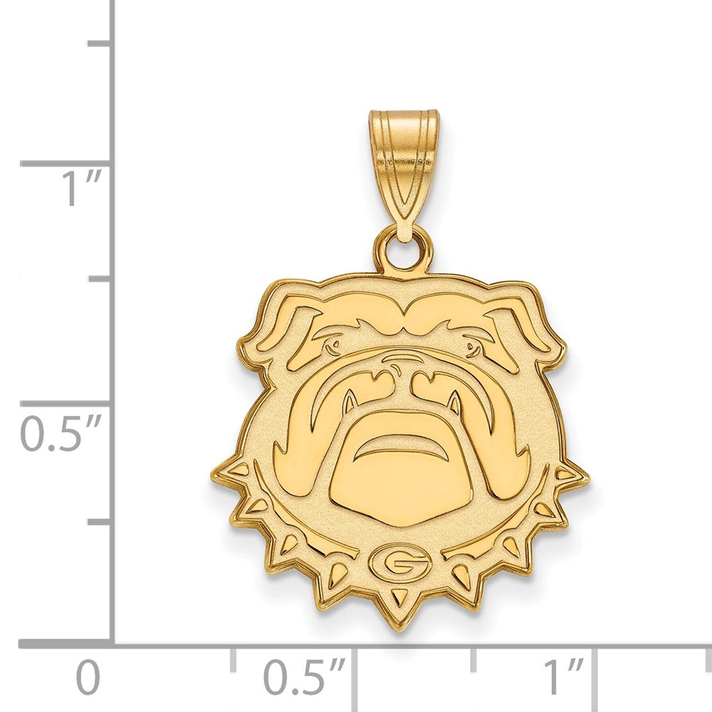 Gold Plated Sterling Silver Logoart University Of Georgia Bulldog Large Pendant