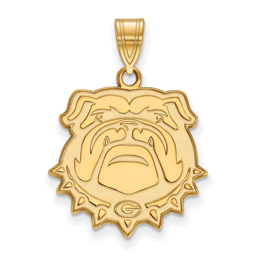 Gold Plated Sterling Silver Logoart University Of Georgia Bulldog Large Pendant