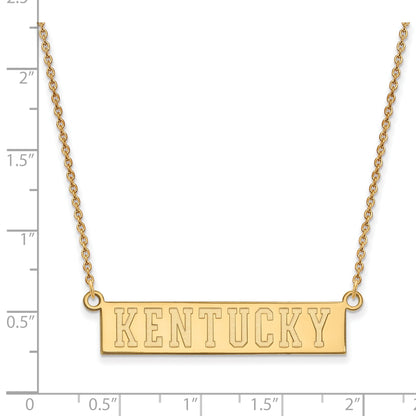 Gold Plated Sterling Silver Logoart University Of Kentucky Small Bar Pendant 18 Inch Necklace