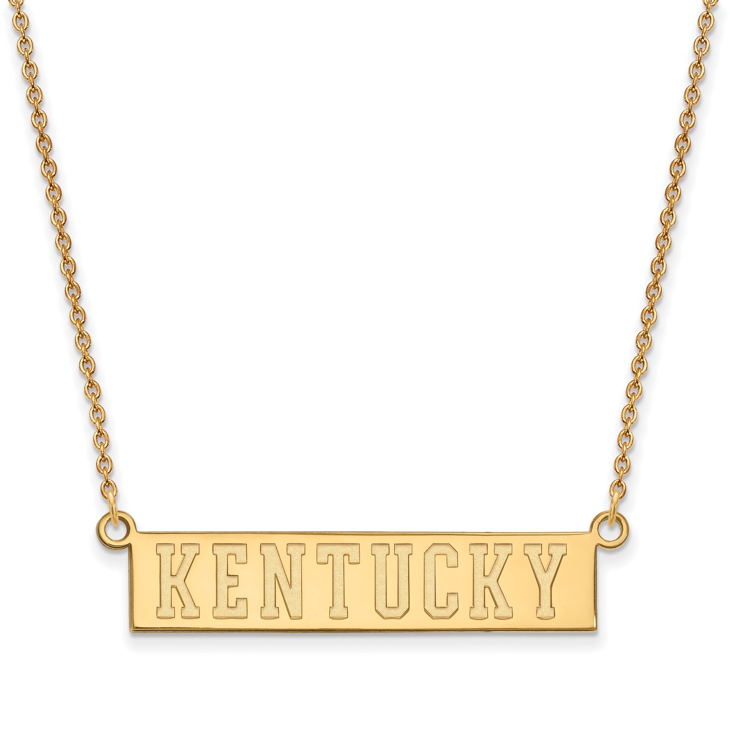 14K Yellow Gold Logoart University Of Kentucky Small Bar Pendant 18 Inch Necklace