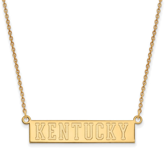 14K Yellow Gold Logoart University Of Kentucky Small Bar Pendant 18 Inch Necklace