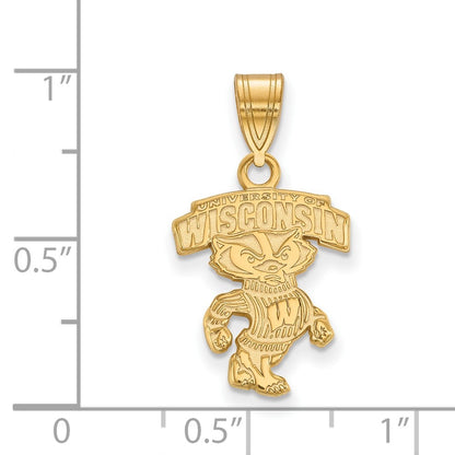 14K Yellow Gold Logoart University Of Wisconsin Medium Pendant