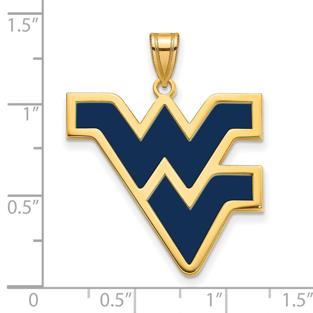 Gold Plated Sterling Silver Logoart West Virginia University W V Extra Large Enameled Pendant