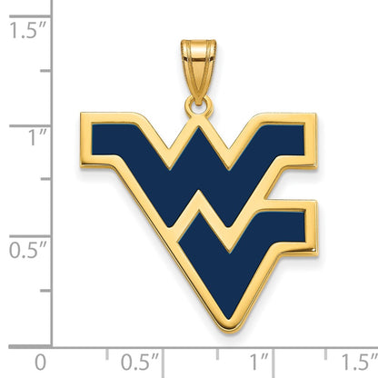 Gold Plated Sterling Silver Logoart West Virginia University W V Extra Large Enameled Pendant
