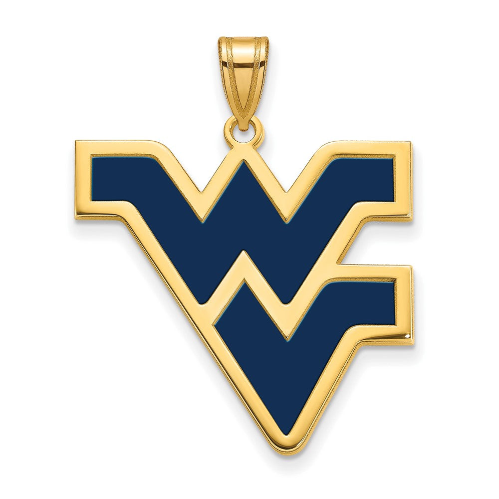 Gold Plated Sterling Silver Logoart West Virginia University W V Extra Large Enameled Pendant