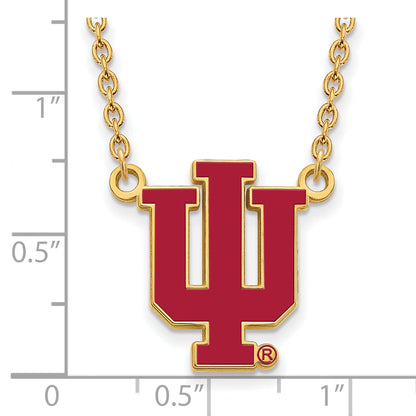 Gold Plated Sterling Silver Logoart Indiana University I U Large Enameled Pendant 18 Inch Necklace