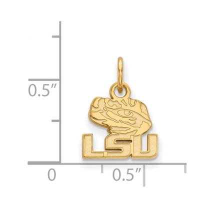 10K Yellow Gold Logoart Louisiana State University L S U Tiger Eye Extra Small Pendant