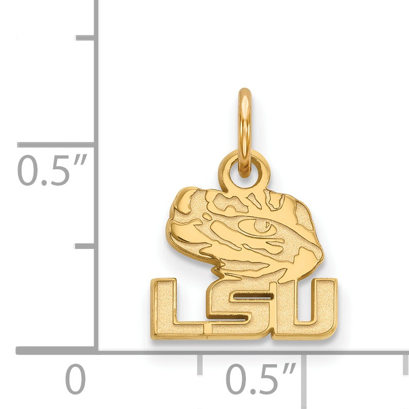 14K Yellow Gold Logoart Louisiana State University L S U Tiger Eye Extra Small Pendant