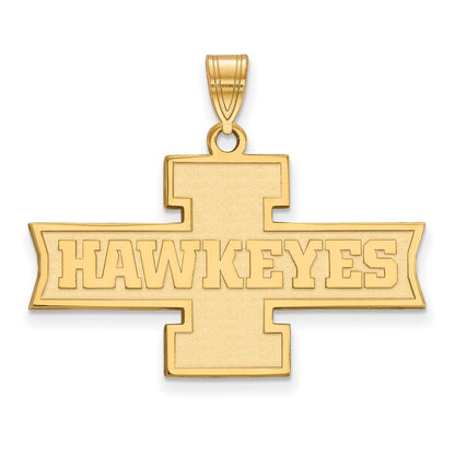 Gold Plated Sterling Silver Logoart University Of Iowa Hawkeyes Medium Pendant