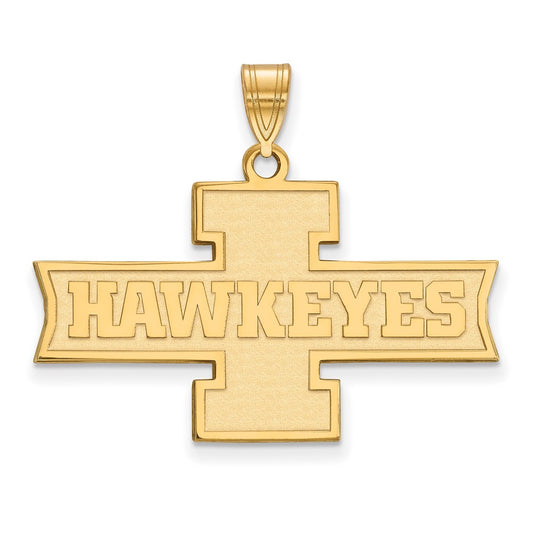 Gold Plated Sterling Silver Logoart University Of Iowa Hawkeyes Medium Pendant