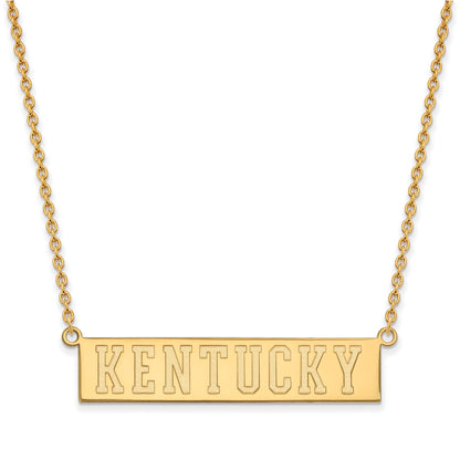 Gold Plated Sterling Silver Logoart University Of Kentucky Large Bar Pendant 18 Inch Necklace