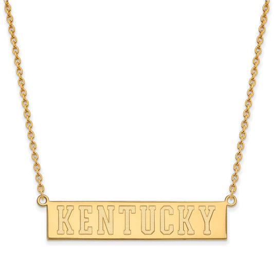 Gold Plated Sterling Silver Logoart University Of Kentucky Large Bar Pendant 18 Inch Necklace