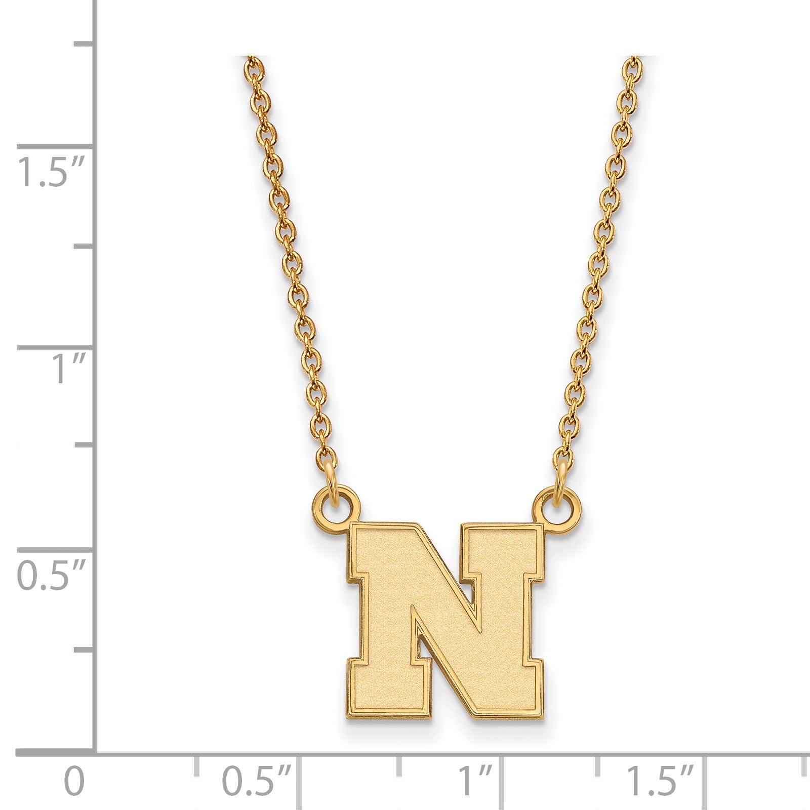 Gold Plated Sterling Silver Logoart University Of Nebraska Letter N Small Pendant 18 Inch Necklace
