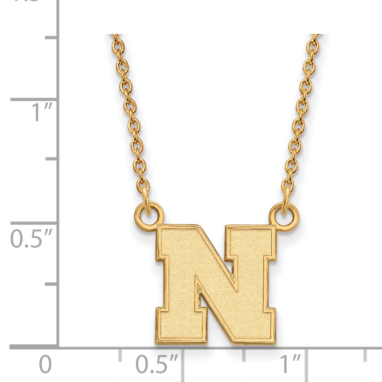 14K Yellow Gold Logoart University Of Nebraska Letter N Small Pendant 18 Inch Necklace