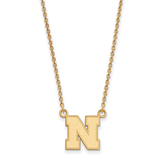 10K Yellow Gold Logoart University Of Nebraska Letter N Small Pendant 18 Inch Necklace