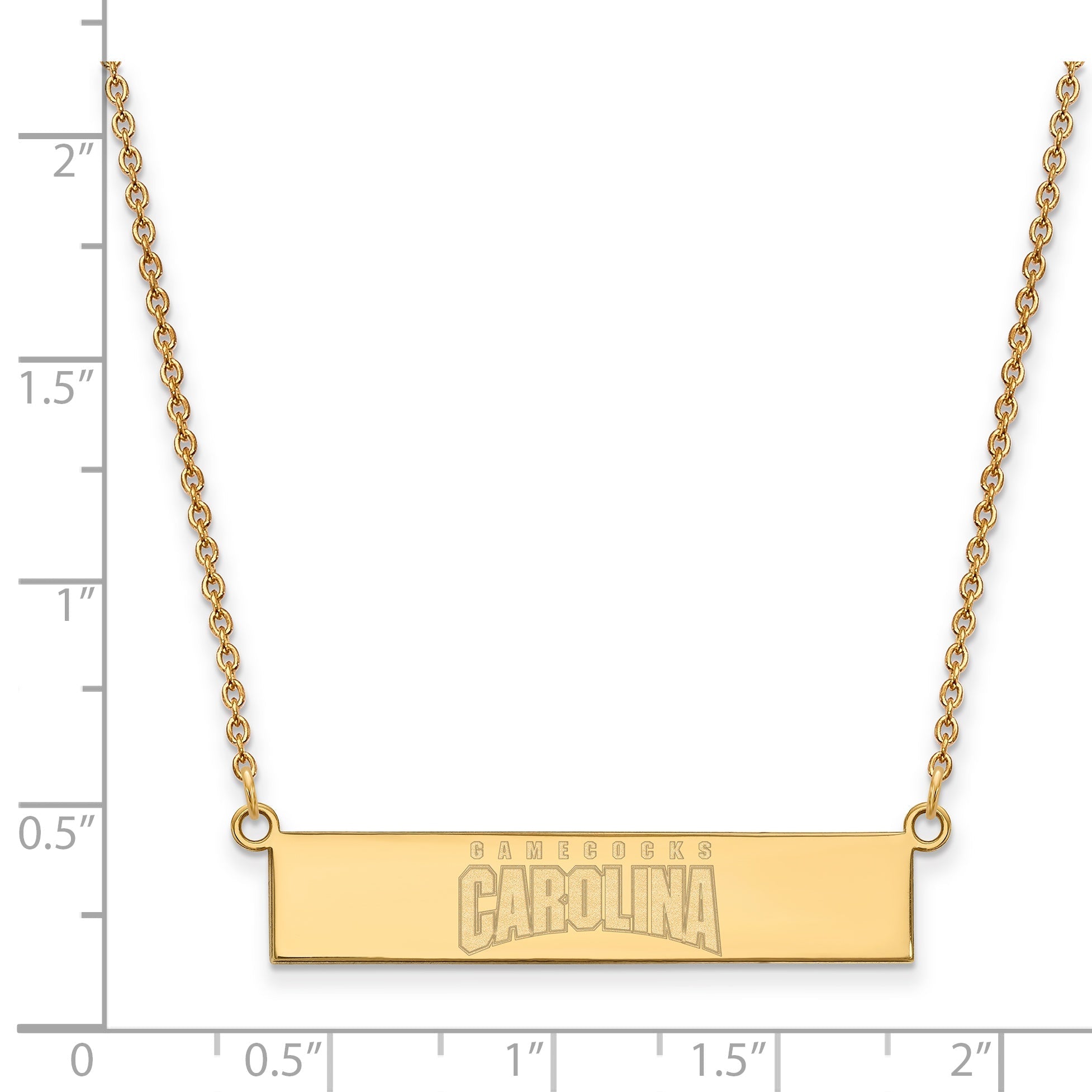 Gold Plated Sterling Silver Logoart University Of South Carolina Small Bar 18 Inch Necklace