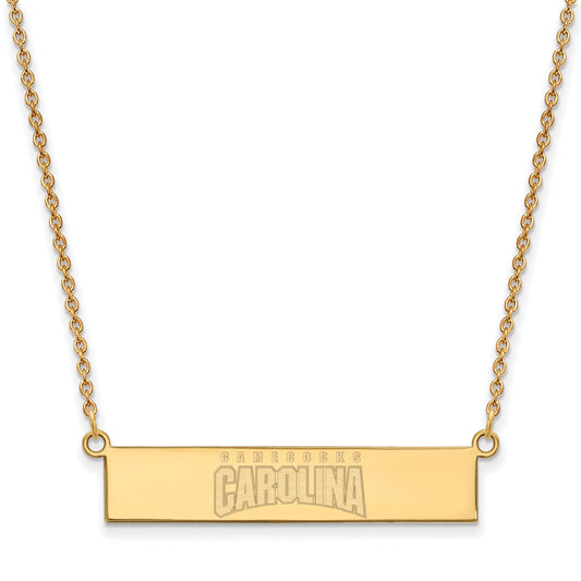 Gold Plated Sterling Silver Logoart University Of South Carolina Small Bar 18 Inch Necklace