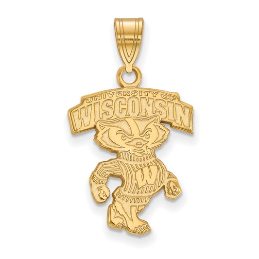 10K Yellow Gold Logoart University Of Wisconsin Large Pendant