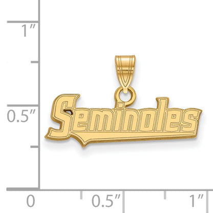 Gold Plated Sterling Silver Logoart Florida State University Seminoles Script Small Pendant