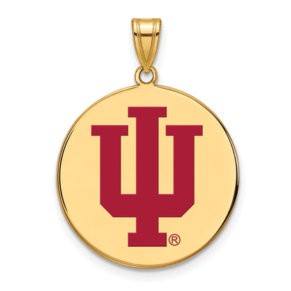 Gold Plated Sterling Silver Logoart Indiana University I U Extra Large Enameled Disc Pendant