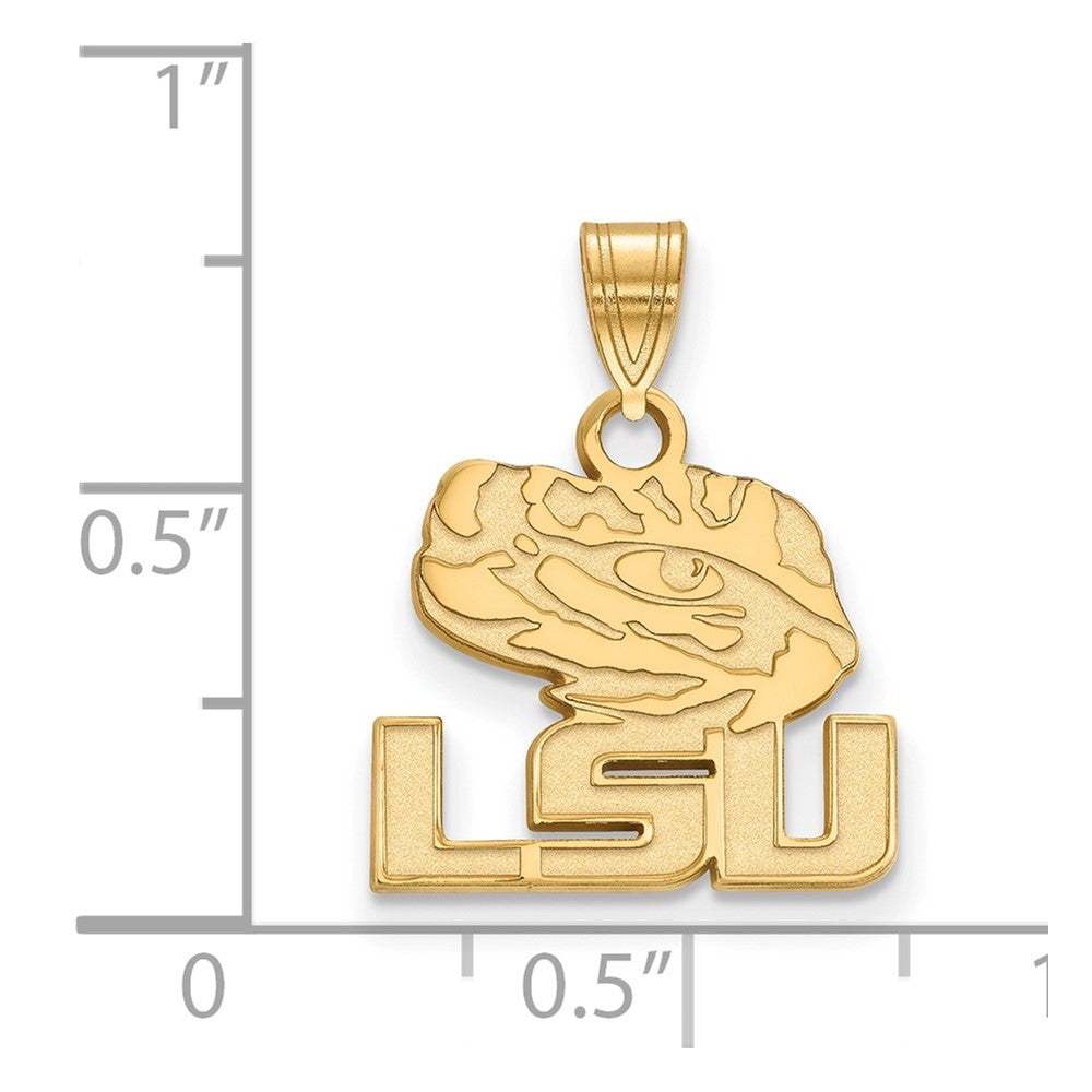 14K Yellow Gold Logoart Louisiana State University L S U Tiger Eye Small Pendant