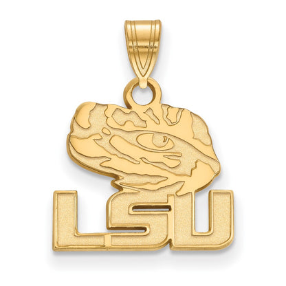 10K Yellow Gold Logoart Louisiana State University L S U Tiger Eye Small Pendant