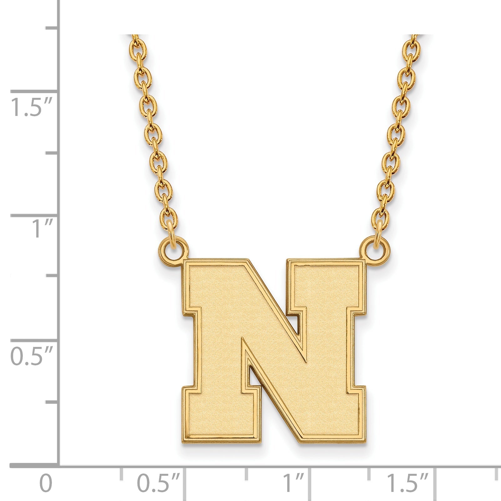 Gold Plated Sterling Silver Logoart University Of Nebraska Letter N Large Pendant 18 Inch Necklace