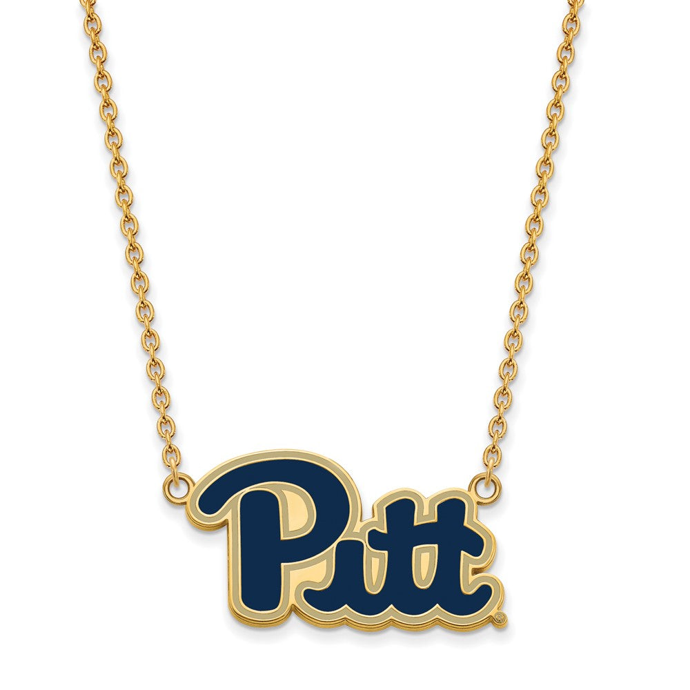 Gold Plated Sterling Silver Logoart University Of Pittsburgh Lg Enameled Pendant 18 Inch Necklace