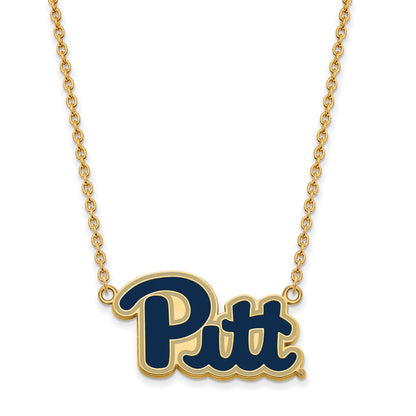 Gold Plated Sterling Silver Logoart University Of Pittsburgh Lg Enameled Pendant 18 Inch Necklace
