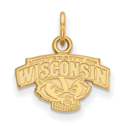 Gold Plated Sterling Silver Logoart University Of Wisconsin Extra Small Pendant